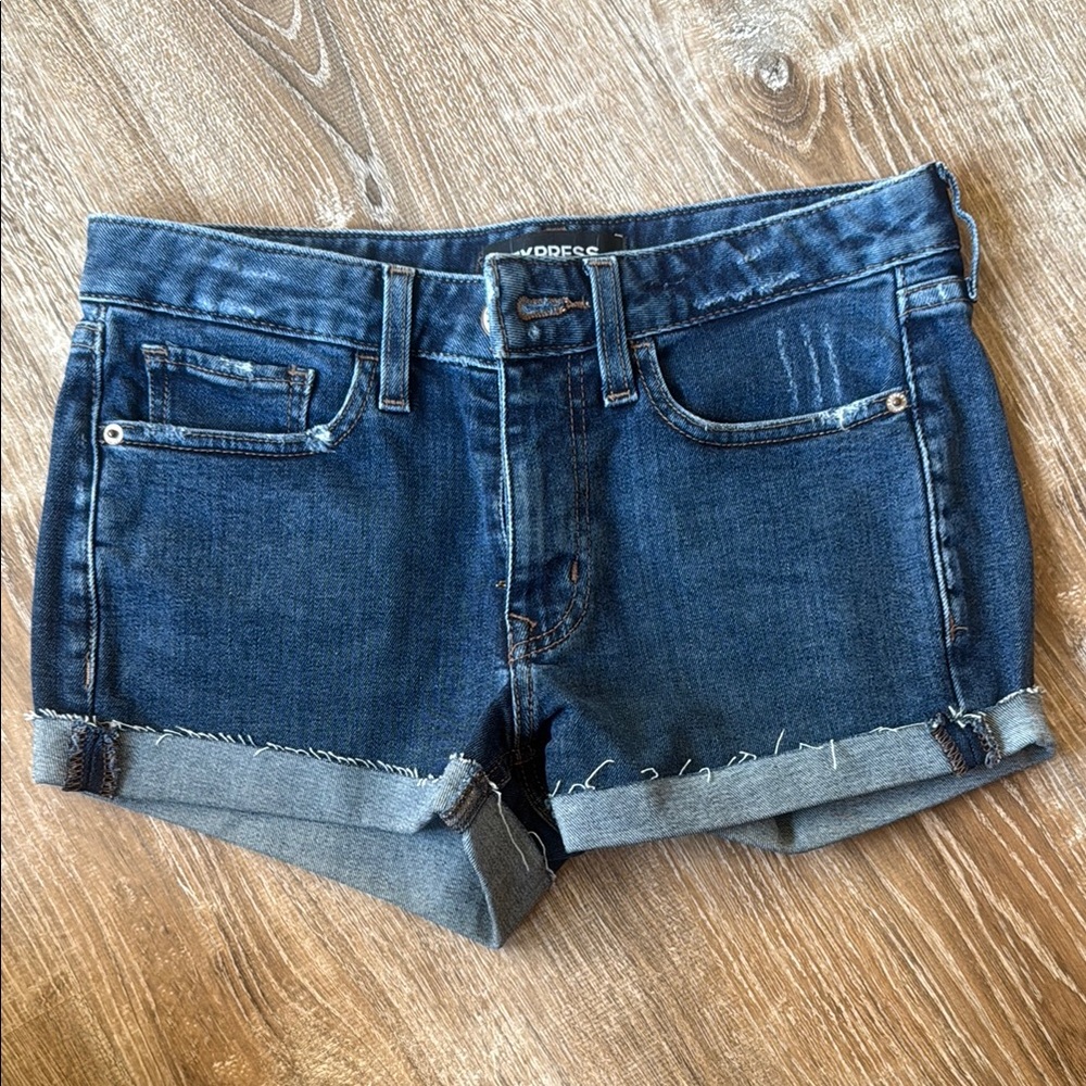 Express Blue Jean Shorts with Rolled Hems
